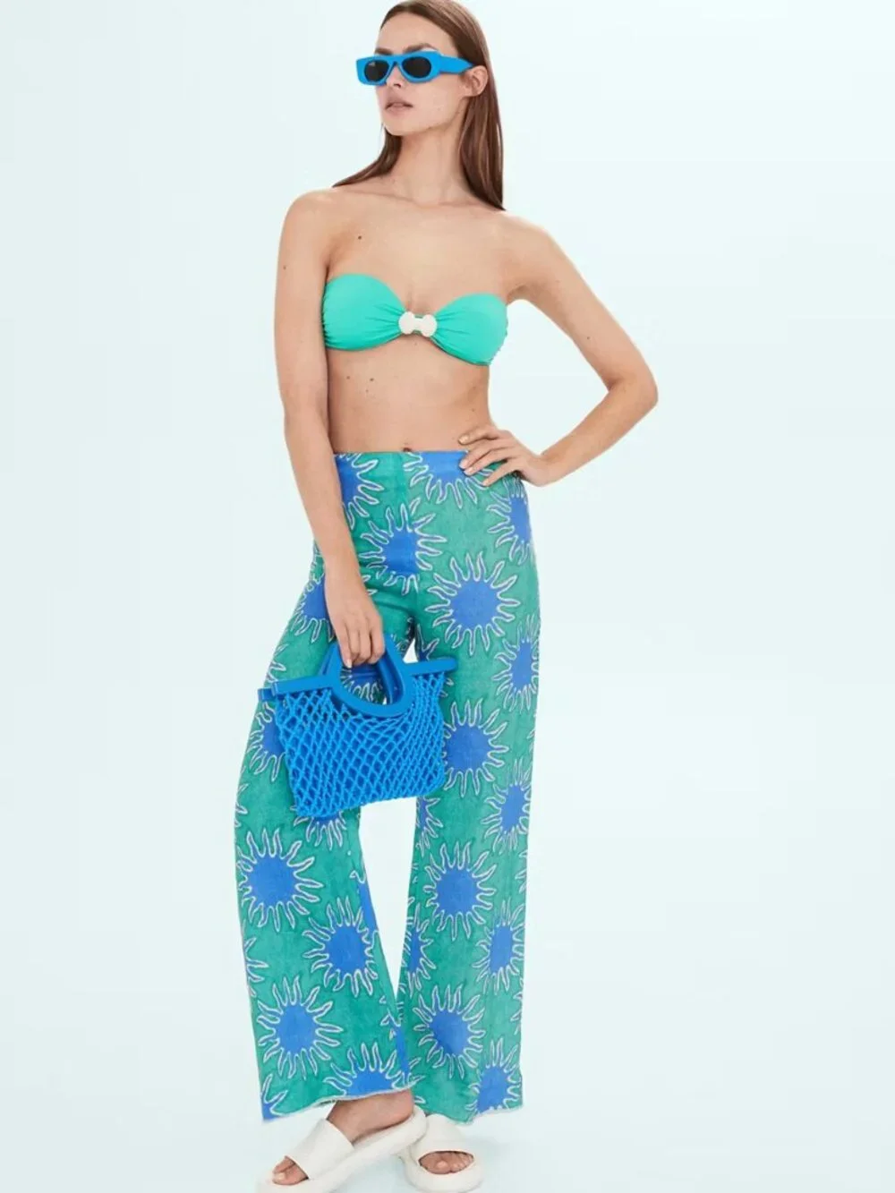 Mango x Simon Miller Wide-Leg Printed Linen Trousers NWT